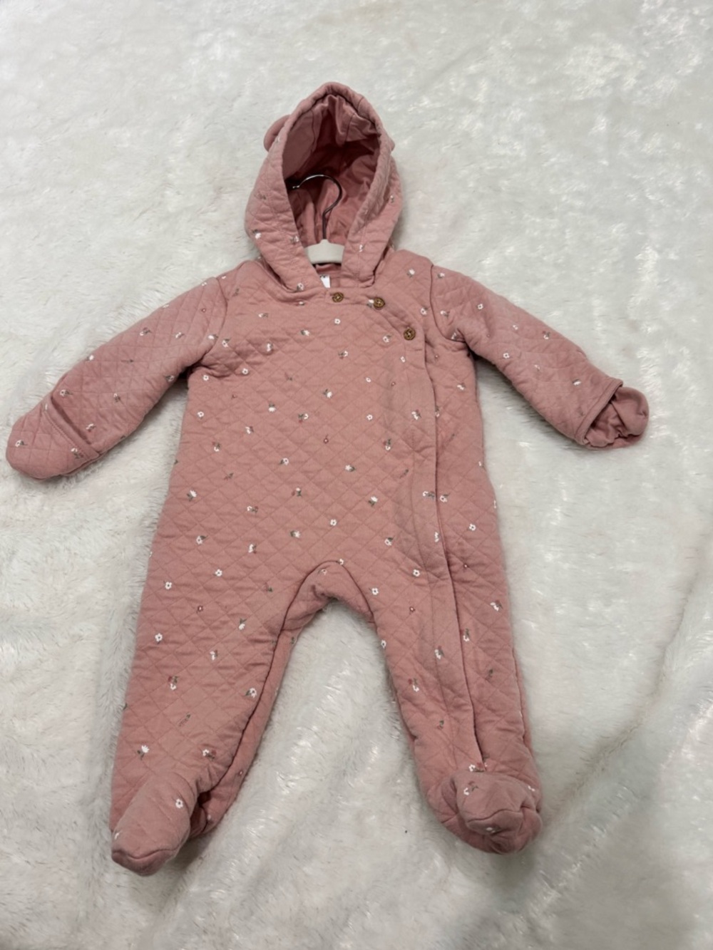 Carter’s Baby Quilted Hooded One-Piece in Dusty Pink